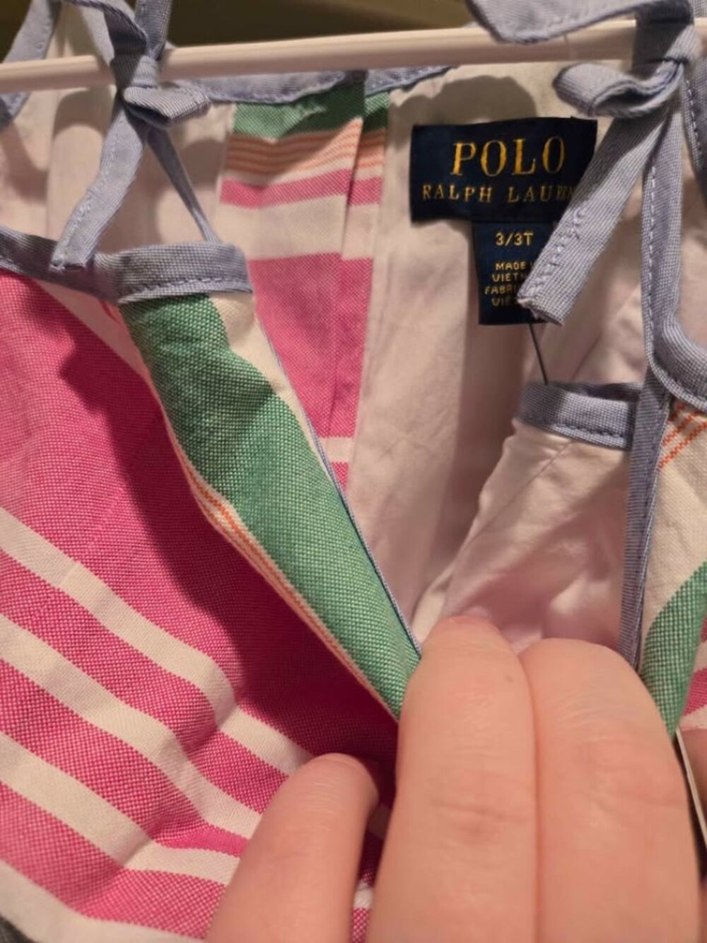 Ralph Lauren Girls 3T Pink Stripped Lined Dress - Picture 7 of 7